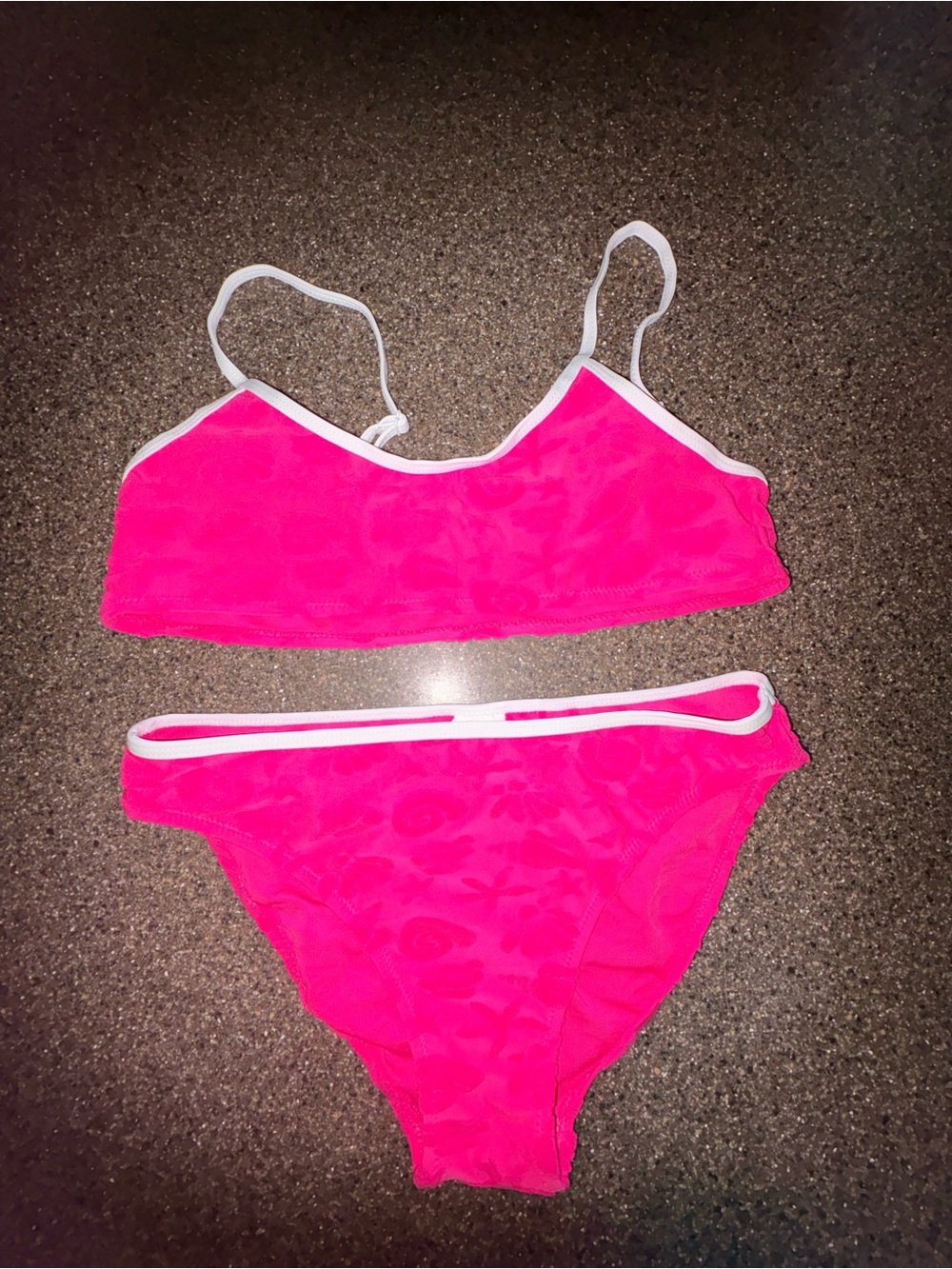Zara Hot Pink Kids Bikini with White Trim